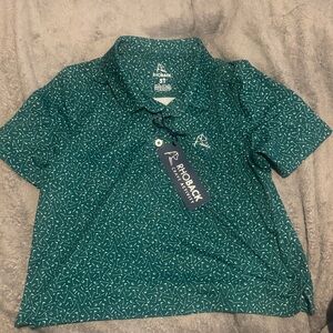 Rhoback Kids Polo in Teal Pattern